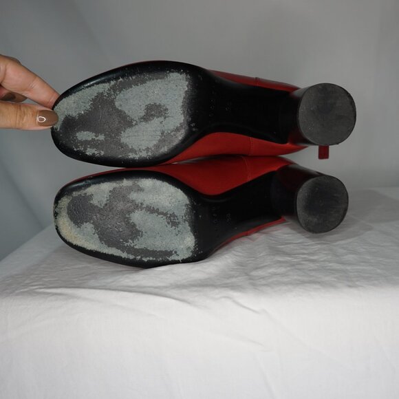 Sandro Sacha Leather Ankle Boots in Rouge - Size 38 - Picture 6 of 11